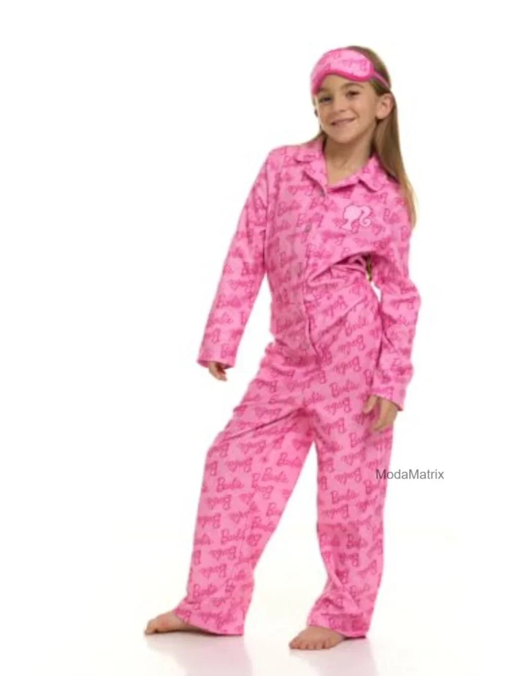 Girls' Fleece One Piece Pajama Set with Sleep Mask, Button Front, Long Sleeve